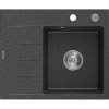 Mexen Ben, 1-komorový granitový dřez 600x500x190 mm, pravý + chromový sifon, černá skvrnitá, 6523605000-76