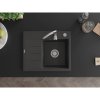 Mexen Ben, 1-komorový granitový dřez 600x500x190 mm, pravý + chromový sifon, černá skvrnitá, 6523605000-76
