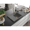 Mexen Ben, 1-komorový granitový dřez 600x500x190 mm, pravý + zlatý sifon, šedá, 6523605000-71-G