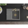 Mexen Ben, 1-komorový granitový dřez 600x500x190 mm, pravý + zlatý sifon, šedá, 6523605000-71-G