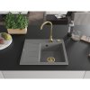 Mexen Ben, 1-komorový granitový dřez 600x500x190 mm, pravý + zlatý sifon, šedá, 6523605000-71-G