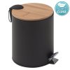 Gedy, KENTA odpadkový koš 5l, Soft Close, černá mat/bambus, 1409