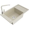 Mexen Elias, 1-komorový granitový dřez 795x480x200 mm a dřezová baterie Flora, béžová, 6511-69-670401-09