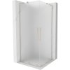 Mexen Velar L Duo, sprchový kout s posuvnými dveřmi 90 x 90 cm, 8mm sklo námraza, broušená ocel, 871-090-090-02-33-97