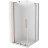 Mexen Velar L, sprchový kout s posuvnými dveřmi 110 x 110 cm, 8mm sklo námraza, měděná matná, 871-110-110-33-65