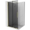 Mexen Velar, sprchová zástěna s posuvnými dveřmi Walk-in 100 x 200 cm, 8mm šedé sklo, zlatá matná, 871-100-000-43-55