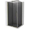 Mexen Velar, sprchový kout s posuvnými dveřmi 140 x 100 cm, 8mm šedé sklo, zlatá lesklá, 871-140-100-41-50