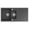 Sapho, Dřez granitový vestavný s okapem a vaničkou, 96x48cm, černý, GR1334