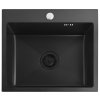 Rea Leo, 1-komorový ocelový dřez 500x450x185 mm, černá matná, ZLE-06005