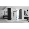 Rea Rapid Slide Wall, 3-stěnný sprchový kout s posuvnými dveřmi 130 (dveře) x 100 (stěna) x 195 cm, 6mm čiré sklo, černý profil, KPL-09885