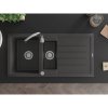 Mexen Andres 1,5-komorový granitový kuchyňský dřez s odkapávačem 100x50 cm a kuchyňská baterie Telma, černá-skvrnitá, 6515-76-670200-00