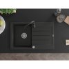 Mexen Bruno, 1-komorový granitový dřez s odkapávačem 80x50 cm a kuchyňskou baterií Telma, černá-stříbrná, 6513-73-670200-70