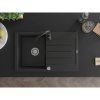 Mexen Bruno, 1-komorový granitový dřez s odkapávačem 80x50 cm a kuchyňskou baterií Telma, černá, 6513-77-670200-70