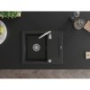 Mexen Enzo, 1-komorový granitový dřez s odkapávačem 58x47 cm a kuchyňskou baterií Telma, černá, 6506-77-670200-00