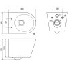 Mexen Rico, závěsná WC mísa 490x360x370 mm, Rimless Tornádo + WC sedátko z duroplastu, bílá lesklá, 30720300T