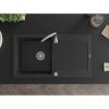 Mexen Leo, 1-komorový granitový dřez s odkapávačem 90x50 cm a kuchyňskou baterií Telma, černá-stříbrná metalik, 6501-73-670200-00