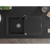 Mexen Leo, 1-komorový granitový dřez s odkapávačem 90x50 cm a kuchyňskou baterií Telma, černá-stříbrná metalik, 6501-73-670200-70