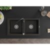 Mexen Mario, 2-komorový granitový dřez 82x44 cm s kuchyňskou baterií Telma, černá-zlatá, 6504-75-670200-70