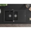 Mexen Matias, 1,5-komorový granitový dřez s odkapávačem 90x50 cm a kuchyňskou baterií Telma, černá se stříbrnými tečkami, 6502-73-670200-70