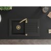 Mexen Pablo, 1-komorový granitový dřez s odkapávačem 75x44 cm a kuchyňskou baterií Telma, černá, 6510-77-670200-50