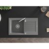Mexen Pablo, 1-komorový granitový dřez s odkapávačem 75x44 cm a kuchyňskou baterií Telma, šedá, 6510-71-670200-00