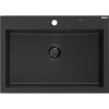 Mexen Elix, 1korový granitový dřez 700 x 500 mm, černá/stříbrná metalíza, černý sifon, 6526701005-73-B