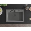 Mexen Elix, 1korový granitový dřez 700 x 500 mm, šedá, černý sifon, 6526701005-71-B