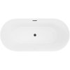 Mexen Luna, Slim volně stojící vana 170 x 75 cm, bílá, černý přepad, 52041707500-70