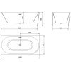 Mexen Mia, volně stojící rohová vana levá 160 x 80 cm, bílá/černá, grafitový přepad, 52691608075L-95