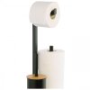Erga Pap, držák toaletního papíru s WC kartáčem a zásobníkem, černá-hnědá, ERG-YKA-P.PAP-WC-BLK