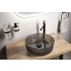 Sapho, ERSEL gravírované skleněné umyvadlo na desku průměr 39,5cm, černá, TY323B
