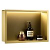 Rea, LED polička na zapuštění 45x30x10 cm, 12W, 3000K, zlatá matná, REA-08545