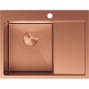 Mexen Exar, 1-komorový nerezový dřez s odkapávačem, levý, 620 x 480 mm, broušená měď, 6431621005L-65