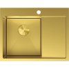 Mexen Exar, 1-komorový nerezový dřez s odkapávačem, levý, 620 x 480 mm, broušená zlatá, 6431621005L-55