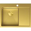 Mexen Exar, 1-komorový nerezový dřez s odkapávačem, levý, 620 x 480 mm, broušená zlatá, 6431621005L-55