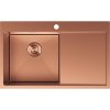 Mexen Exar, 1-komorový nerezový dřez s odkapávačem, levý, 780 x 480 mm, broušená měď, 6433781010L-65