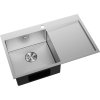 Mexen Exar, 1-komorový nerezový dřez s odkapávačem, levý, 780 x 480 mm, broušená ocel, 6433781010L-01