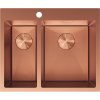 Mexen Flexo, 1.5-komorový nerezový dřez 610 x 510 mm, broušená měď, vzor voština, 6446611500-65HC