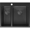 Mexen Flexo, 1.5-komorový nerezový dřez 610 x 510 mm, černá, vzor voština, 6446611500-70HC