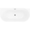 Mexen Oris, volně stojící rýhovaná vana 150 x 75 cm, bílá lesklá, černý matný přepad, 52871507500-70