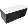 Mexen Silo, rohová volně stojící rýhovaná vana, levá, 170 x 80 cm, bílá-černá, bílý přepad, 52891708075L-20