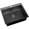 Mexen Solix, 1-komorový nerezový dřez 600 x 500 mm, černá, vzor voština, 6408601000-70HC