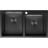 Mexen Xorin, 2-komorový nerezový dřez 780 x 450 mm, černá, 6441782000-70