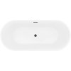 Mexen Yara, volně stojící rýhovaná vana 170 x 75 cm, bílá lesklá, černý matný přepad, 52861707500-70