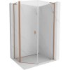 Mexen Mist L, pětiúhelníkový výklopný sprchový kout 80x90 cm, čiré sklo, měděný matný profil, 8A8L-080-090-65-00
