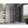 Mexen Mist-B, 1-křídlý ​​výklopný sprchový kout, pravý, 90 x 90 cm, čiré sklo-černá mřížka, 8A2T-090-090-70-77-P