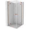 Mexen Mist-H L Duo, 2-křídlý sprchový kout 95 x 95 cm, čiré sklo, měděný matný profil, 8A5L-095L-095P-65-00