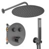 Rea Lungo, termostatický sprchový set pod omítku s dešťovou hlavovou a ruční sprchou, grafitová matná, REA-P6385