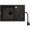 Deante Corio, 1-komorový granitový dřez 670x440x175mm + flexibilní dřezová baterie, černá matná, DEA-ZRCPG113