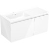 Mexen Orio, koupelnová skříňka 100 cm s umyvadlem Otis vlevo, 1S, 1D, bílá lesklá, 91A13-10047-3-BBFF00-W18L00